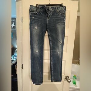 Silver fluid denim like new barely wore washed rinse